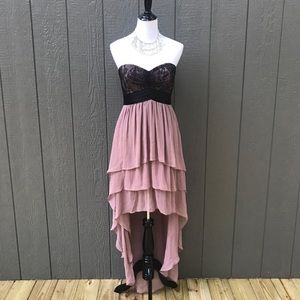 Max And Cleo Mauve Rose Layered Hi Lo Dress size 6